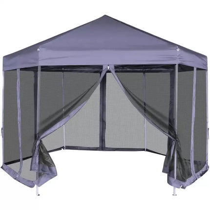 Hexagonal Pop-Up Marquee with 6 Sidewalls Dark Blue 11.8'x10.2'