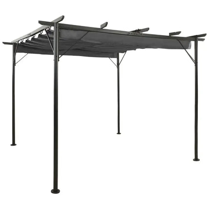 Pergola with Retractable Roof Anthracite 118.1"x118.1" Steel 180 g/m? - Vickie Lynn's