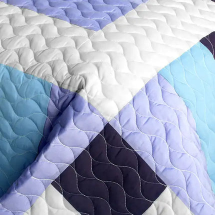 [Purple Whirlies] 3PC Vermicelli - Quilted Patchwork Quilt Set (Full/Queen Size)