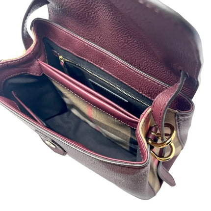 NEW Burberry Burgundy Small Camberley House Check Leather Crossbody Bag