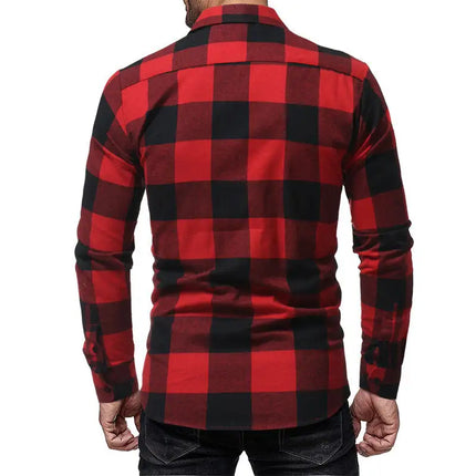 Plaid Flannel Long Sleeve Button Down Casual Shirt