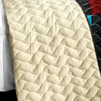 [Mysterious Nocturne] 3PC Vermicelli-Quilted Patchwork Quilt Set (Full/Queen Size)