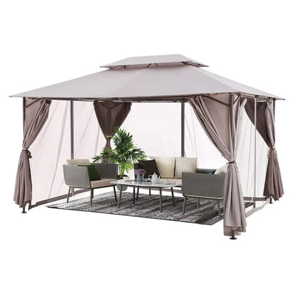 10 X 13FT Patio Gazebo With Mosquito Netting Patio Canopy For Garden