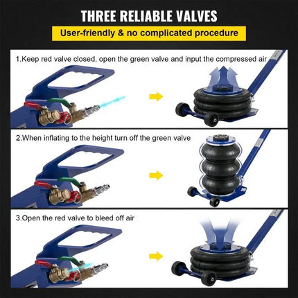 Gato neumático de elevación rápida, bolsa Triple móvil plegable portátil, Gato de aire