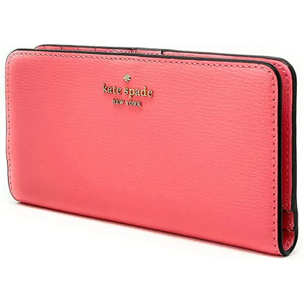 NEW Kate Spade Pink Peach Nectar Refined Grain Leather Large Slim Wallet Clutch Bag