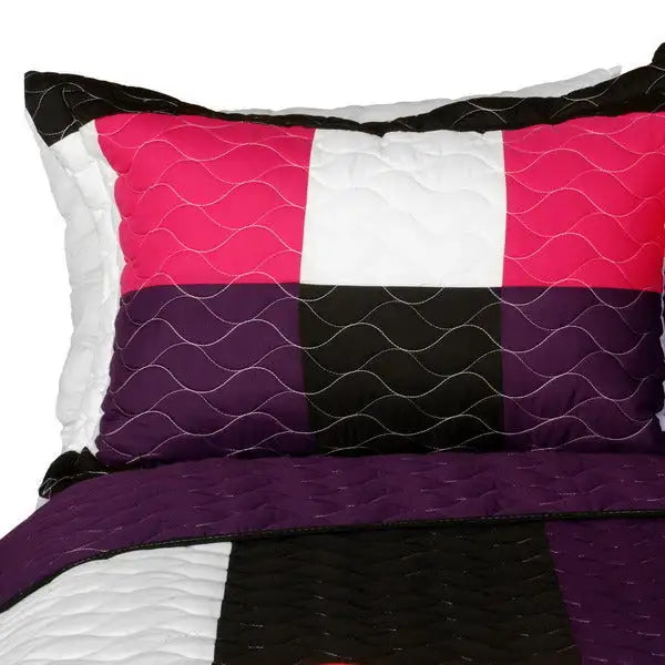 [Partner] 3PC Vermicelli - Quilted Patchwork Quilt Set (Full/Queen Size)