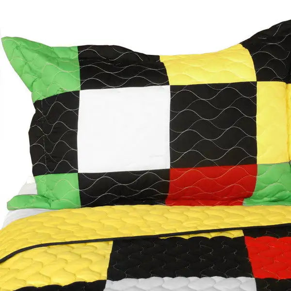 [Forever] 3PC Vermicelli - Quilted Patchwork Quilt Set (Full/Queen Size)