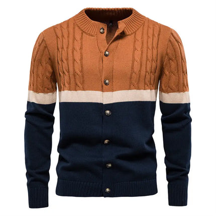 Men's Colorblock Knitted Button Sweater Cardigan