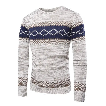 Men's Sweater Pattern Slim Fit Casual O-Neck Knitwear