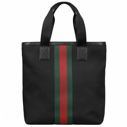 NEW Gucci Black Web Stripe Canvas Tote Shoulder Bag