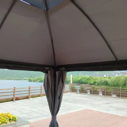 10x10 Ft Outdoor Patio Garden Gazebo Canopy, Outdoor Shading, Gazebo Tent With Curtains