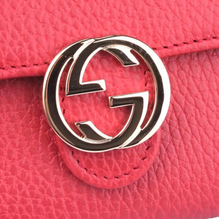 NEW Gucci Red Interlocking G Leather Long Wallet Clutch Bag