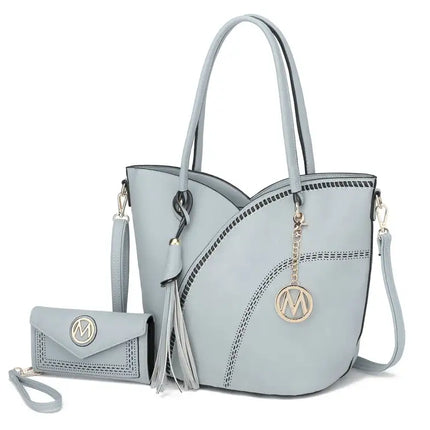 MKF Collection Imogene Two tone Whip Stitches Vegan Leather Women Shoulder bag with Wallet by Mia K