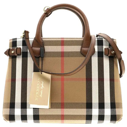 NEW Burberry Brown Banner House Check Coated Canvas Crossbody Bag