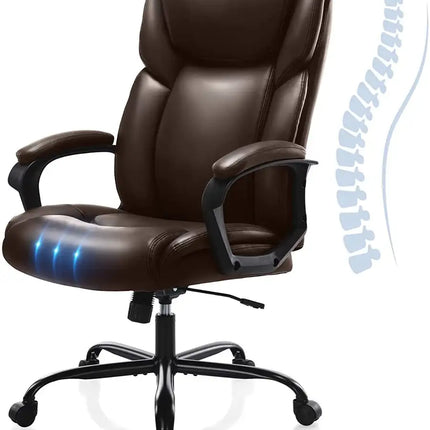 DR Statesville Big and Tall Reclining Leather Office Chair Metal Base High Back Executive Computer Desk Chair with Adjustable Lumbar Support Angle Recline Locking System and Footrest