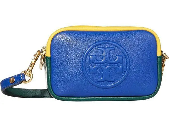 Tory Burch Mini Perry Nautical Blue Malachite Leather Crossbody Bag