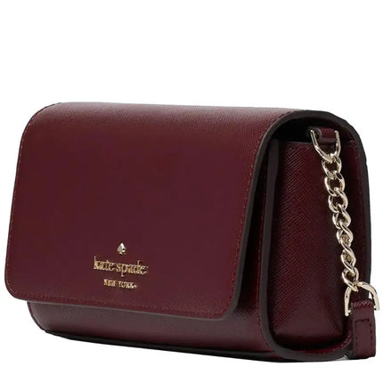 NEW Kate Spade Brown Cherrywood Staci Small Flap Crossgrain Leather Crossbody Bag