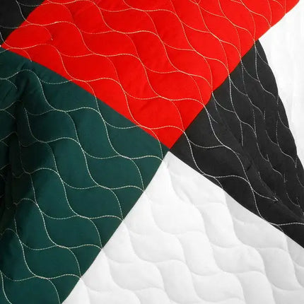 [Italianism] Vermicelli-Quilted Patchwork Striped Quilt Set Full/Queen
