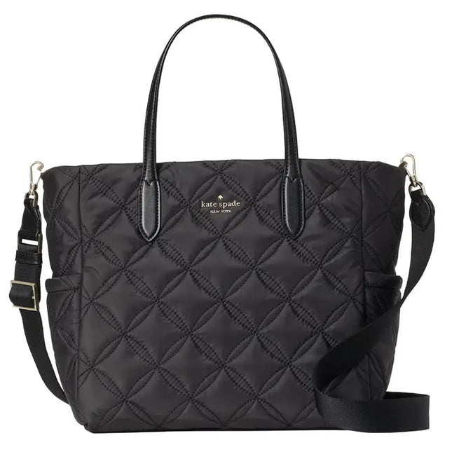 NEW Kate Spade Black Chelsea Medium Quilted Nylon Satchel Crossbody Bag