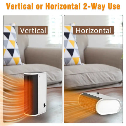 Heat 2-Way Use Slim Tabletop Heater,Fast Heat Up,Overheat Protection System,For Home & Office