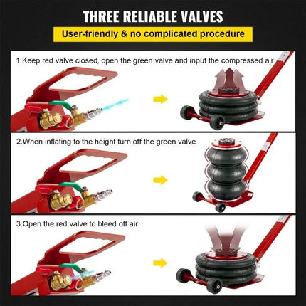 Gato neumático de elevación rápida, bolsa Triple móvil plegable portátil, Gato de aire