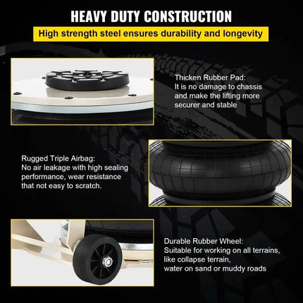 Gato neumático de elevación rápida, bolsa Triple móvil plegable portátil, Gato de aire