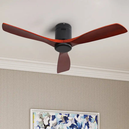 Ceiling Fan ; Remote Control; 52" Matte Black Indoor Outdoor Wood Ceiling Fan with 3 Fan Blades; Noiseless Reversible DC Motor for Patio Living Room; Bedroom; Office; Matte Black