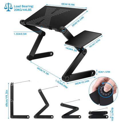 Foldable Laptop Table Bed Notebook Desk with Mouse Board Tray for Home Office Travel Use