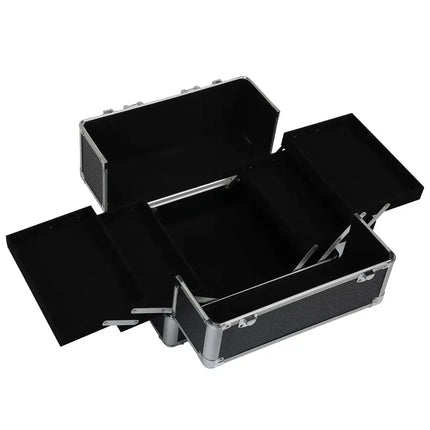 4-in-1 Makeup Travel Case with 360° Rolling Wheels, Locks, Keys and Adjustable Dividers, Black XH
