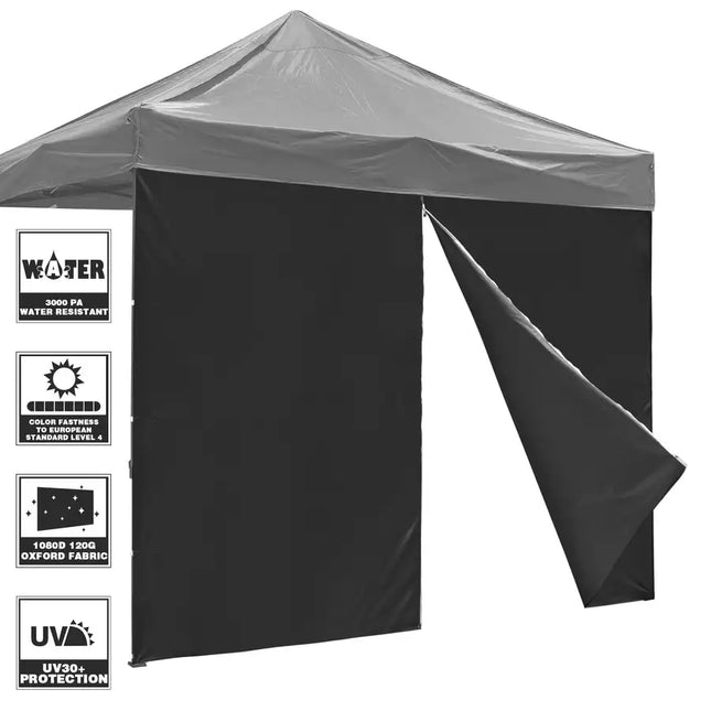 Gazebo con dosel EZ de 10 x 10 pies, pared lateral con cremallera/Negro