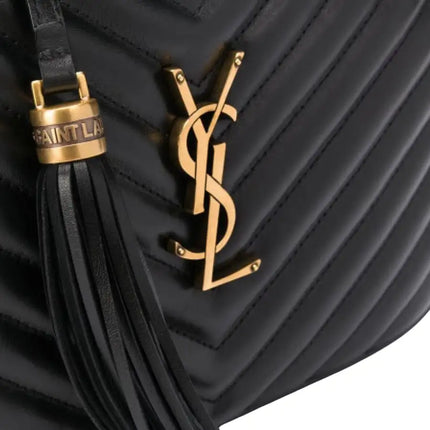 NEW Saint Laurent Black Quilted Leather Lou Crossbody Camera Shoulder Bag
