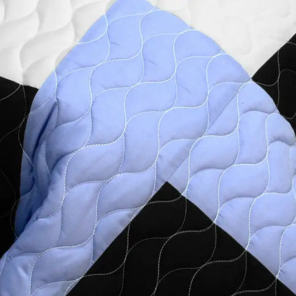 [Purple Roadster] 3PC Vermicelli - Quilted Patchwork Quilt Set (Full/Queen Size)