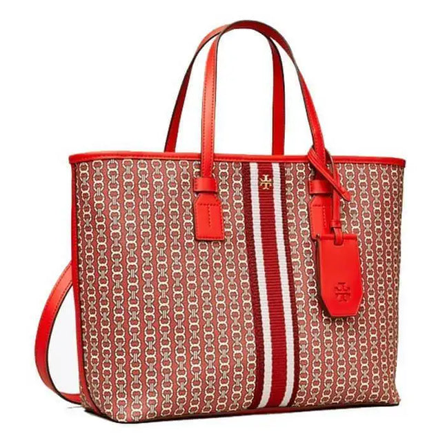Tory Burch Gemini Link Top Zip Dutch Red Tote Bag