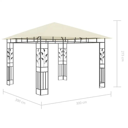 Gazebo with Mosquito Net 9.8'x9.8'x9' Cream 180 g/m2