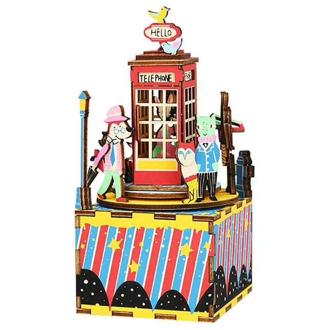 Robotime New Arrival DIY 3D Kitty Ballet Wooden Puzzle Game Assembly Moveable Music Box Toy Gift for Children Kids Adult AM