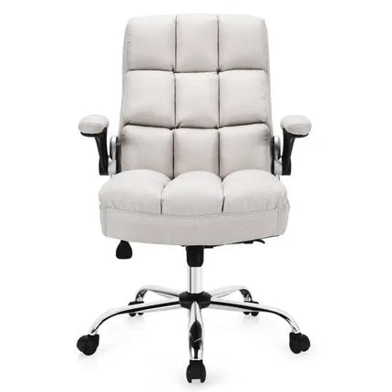 Adjustable Swivel Office Chair with High Back and Flip-up Arm for Home and Office