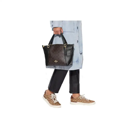 NEW Coach Black Kacey Satchel Monogram Signature Canvas Crossbody Shoulder Bag