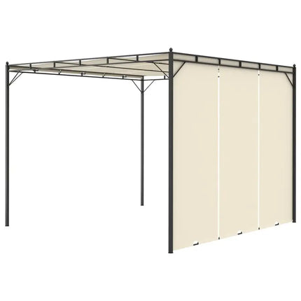 Garden Gazebo with Side Curtain 118.1"x118.1"x88.6" Cream