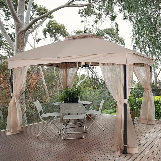 Gazebo exterior de 10x12 para patio, dosel con mosquitera para césped, jardín, patio trasero