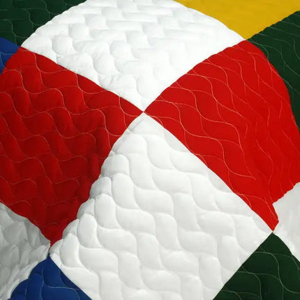 [Funny Magic Cube] 3PC Vermicelli-Quilted Patchwork Quilt Set (Full/Queen Size)