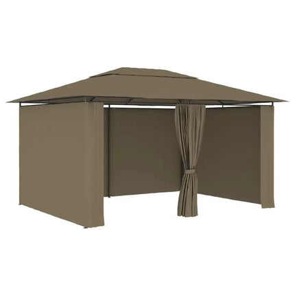 Garden Marquee with Curtains 157.5"x118.1" Taupe 180 g/m?