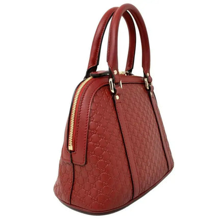 NEW Gucci Red Mini Convertible Micro GG Guccissima Dome Leather Satchel Shoulder Bag