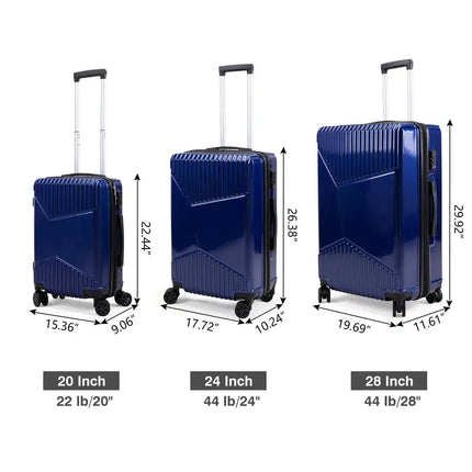 3-Piece Hardshell Luggage, TSA Lock Travel Trolley Suitcase, Expandable Luggage with Spinner Wheels, 20\"/24\"/28\" XH