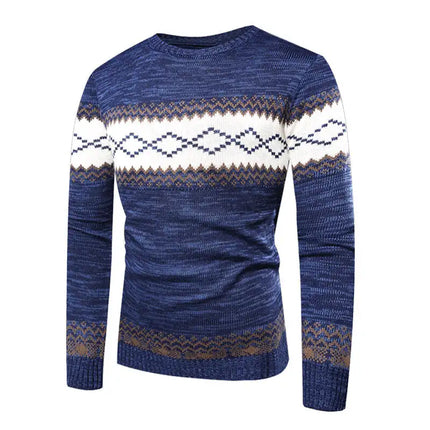 Men's Sweater Pattern Slim Fit Casual O-Neck Knitwear