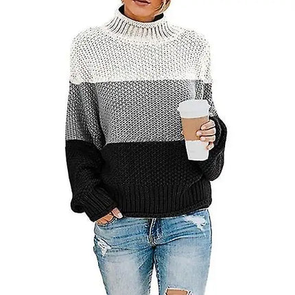 Women's Turtleneck Chunky Knit Oversized Sweater Pullover