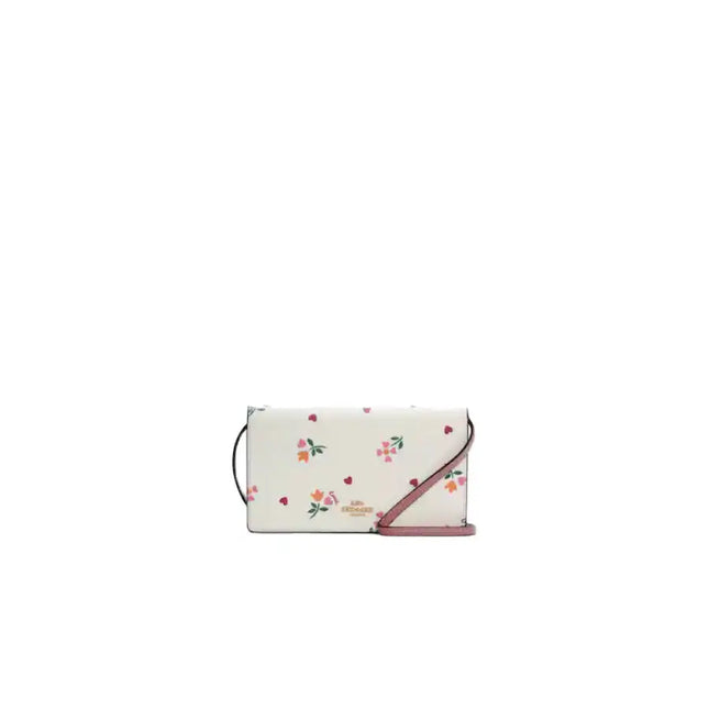 NEW Coach White Anna Foldover Heart Petal Canvas Clutch Crossbody Bag