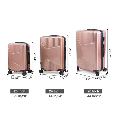 3-Piece Hardshell Luggage, TSA Lock Travel Trolley Suitcase, Expandable Luggage with Spinner Wheels, 20\"/24\"/28\" XH