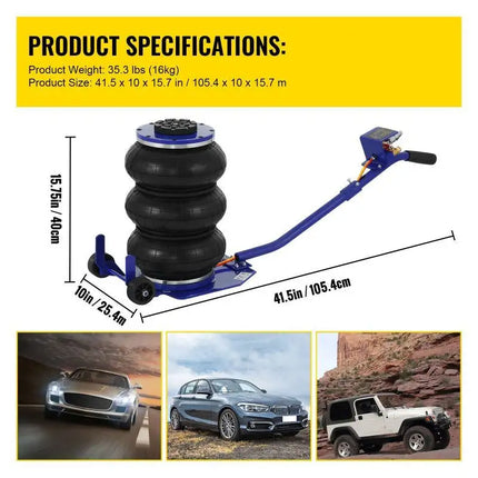 Gato neumático de elevación rápida, bolsa Triple móvil plegable portátil, Gato de aire