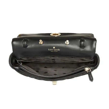 NEW Kate Spade Black Natalia Flap Turnlock Quilted Leather Crossbody Bag