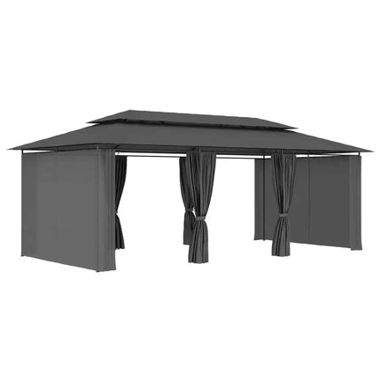 Gazebo with Curtains 236.2"x117.3"x106.3" Anthracite